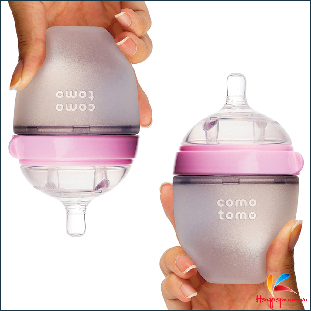 Bình sữa Comotomo siêu mềm cho bé 150ml núm ty 1 tia ( 2 màu xanh,hồng )
