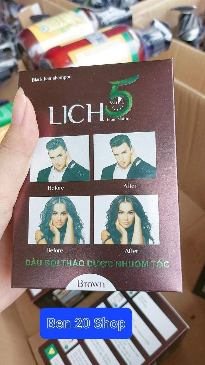 Dầu gội nhuộm tóc thảo dược phủ bạc lich5