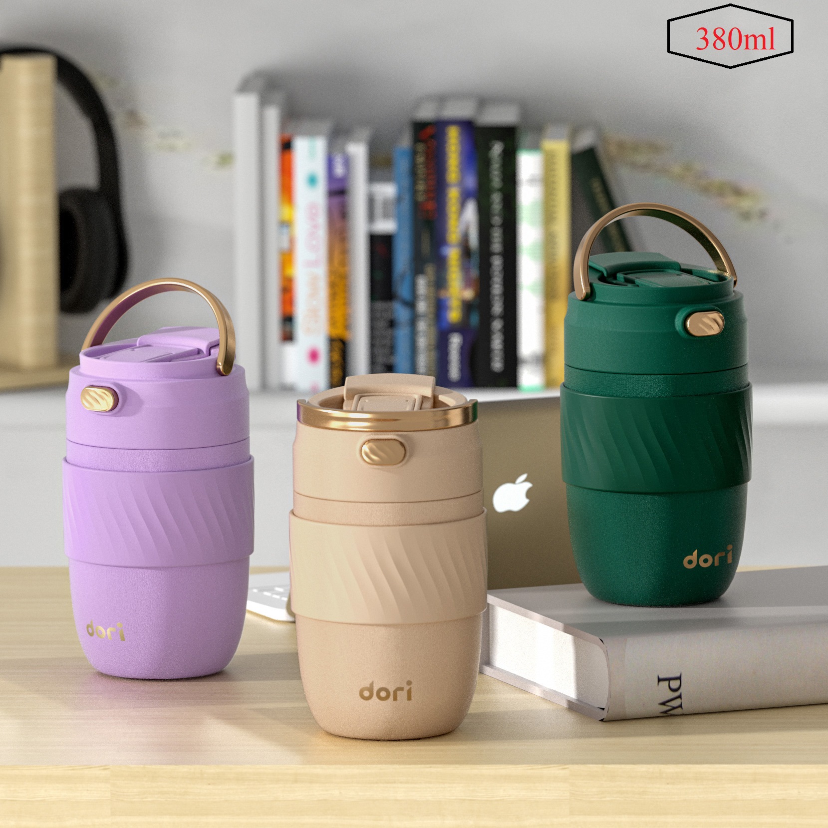 Bình nước giữ nhiệt có quai DORI, inox 304, 380ml thời gian giữ nhiệt 6 -8 tiếng