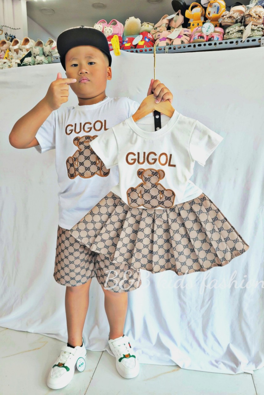 Set cặp gấu thêu siêu xịn xò cho bé trai và bé gái 10-40kg