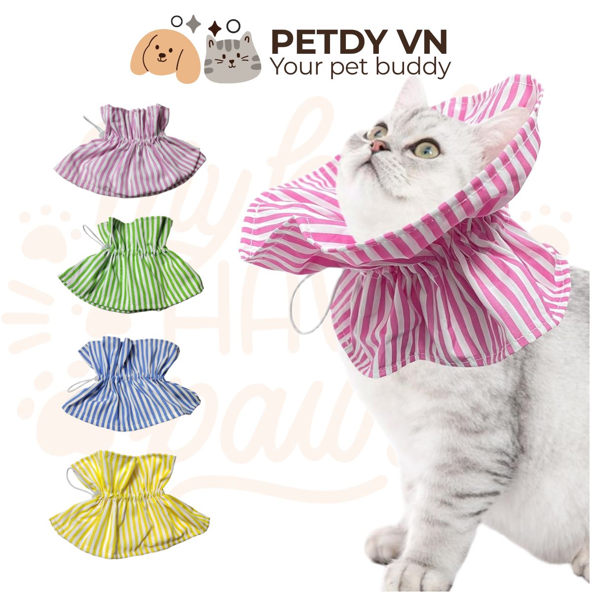 Vòng chống liếm vải siêu nhẹ dạng cổ áo sơmi cho thú cưng chó mèo