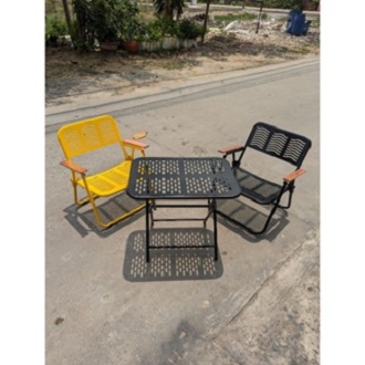 Ghế picnic khung thép tay vịn gỗ