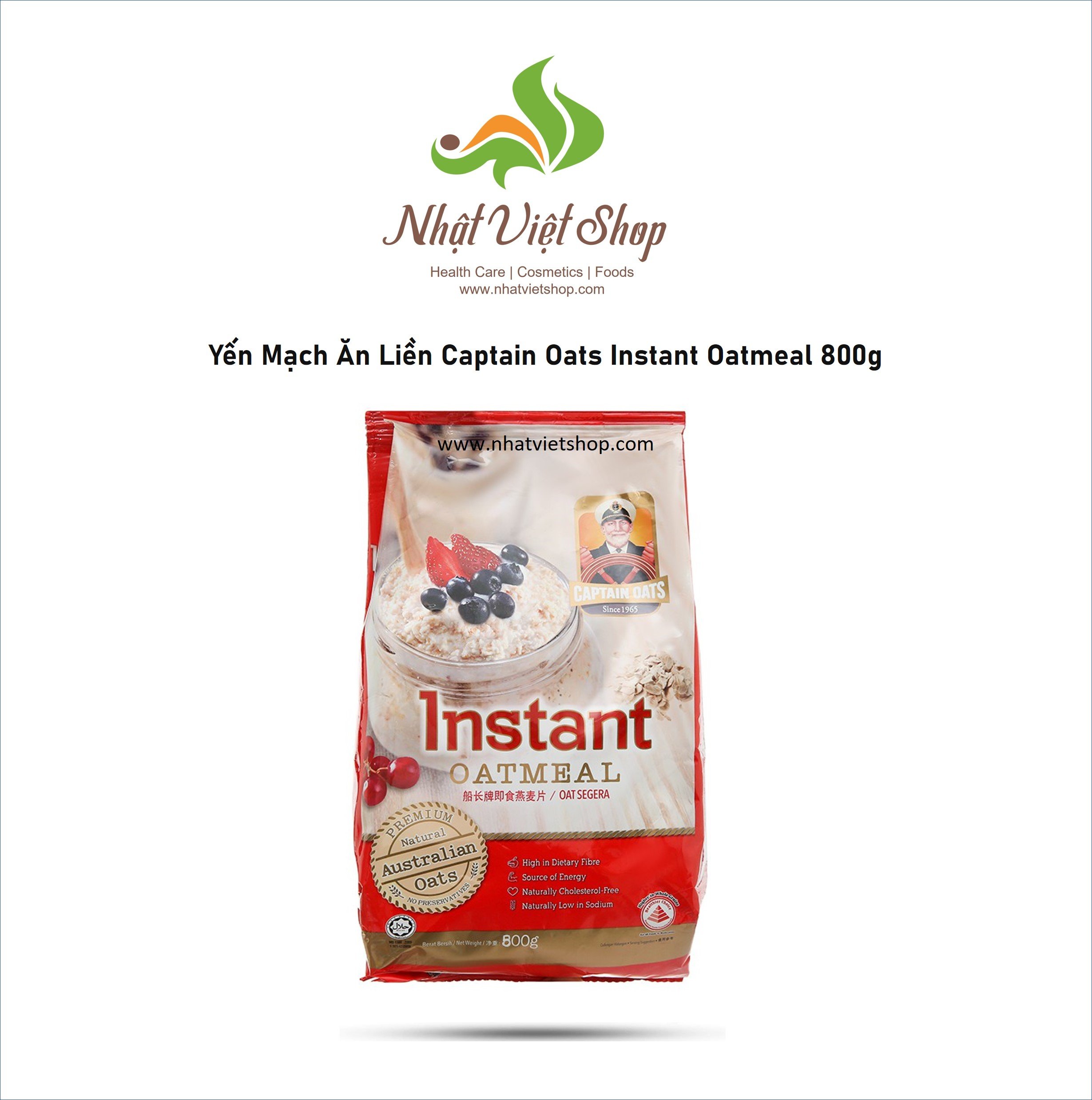Yến Mạch Ăn Liền Captain Oats Instant Oatmeal 800g