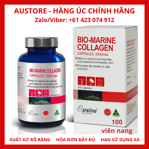 [Bill Úc] Careline Bio-Marine Collagen 2000 Max 100 Capsules Made in Australia - Viên uống đẹp da móng tóc Careline Bio Marine Collagen của Úc