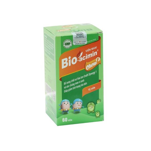 Viên nhai bio acimin chew hỗ trợ biếng ăn và táo bón bioacimin (Xanh lá - Táo bón):5298