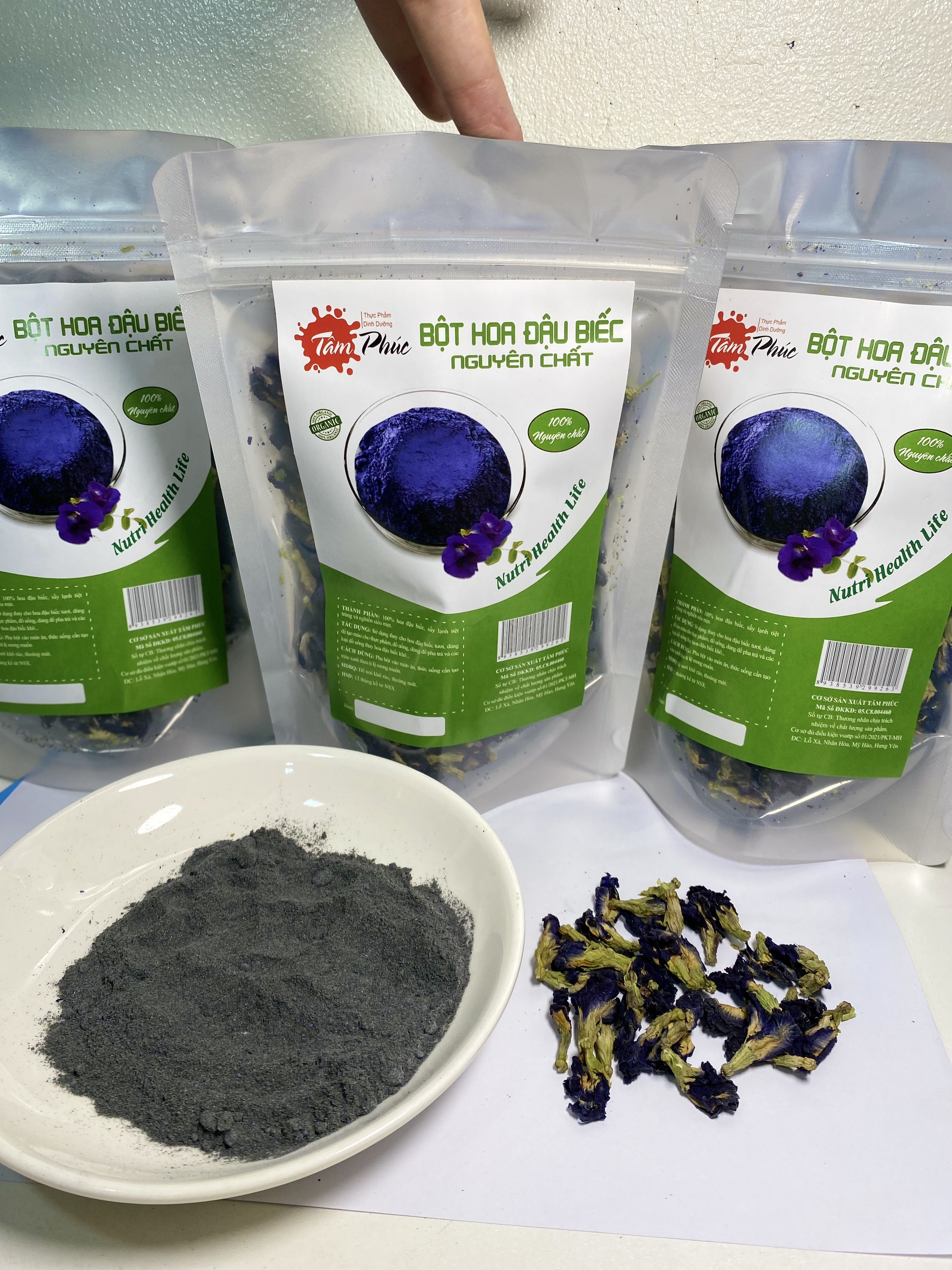 Bột hoa đậu biếc , bột đậu biếc nguyên chất, chuyên dùng nấu xôi, bột làm bánh, tạo màu và tạo mùi món ăn