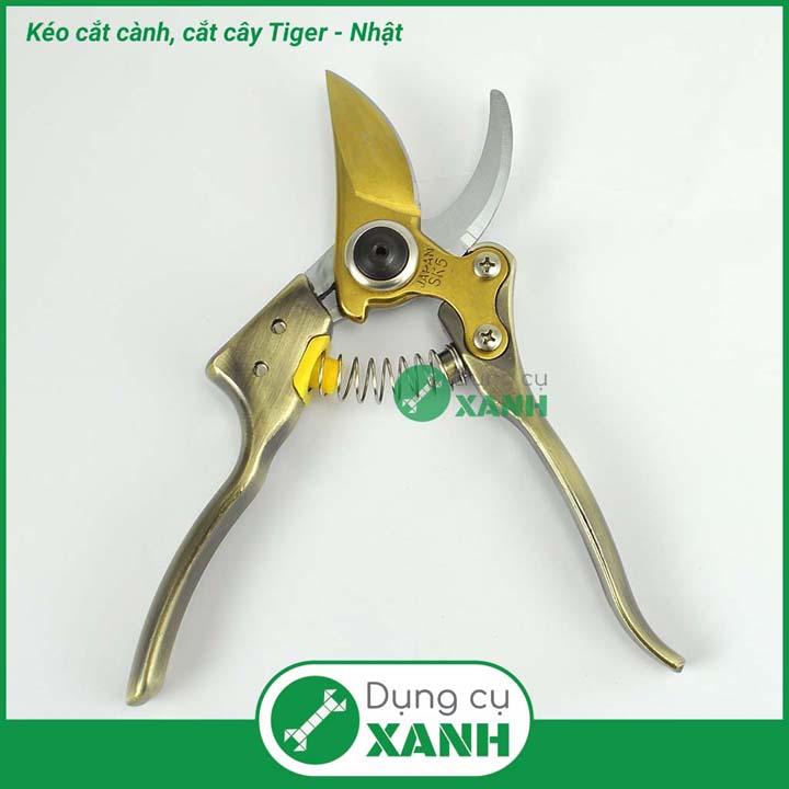 Kéo cắt cành cây TIGER Nhật cán kim loại tăng lực khi bấm