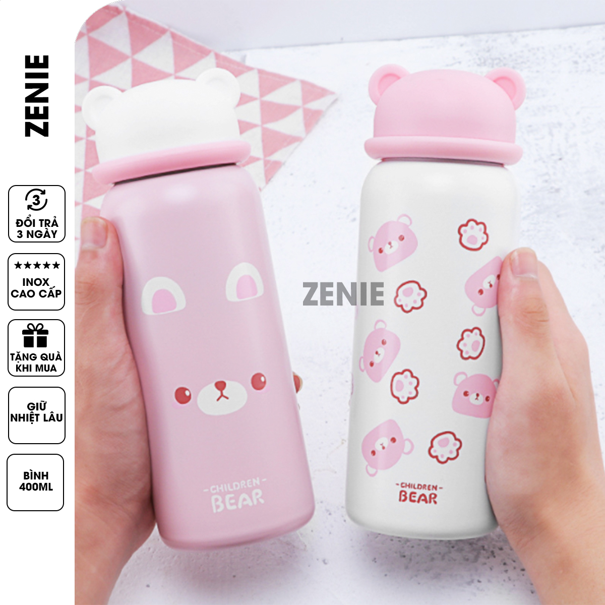 Bình Giữ Nhiệt Dễ Thương [CAO CẤP] Bình Nước Tập Gym Gấu & Thỏ PK07