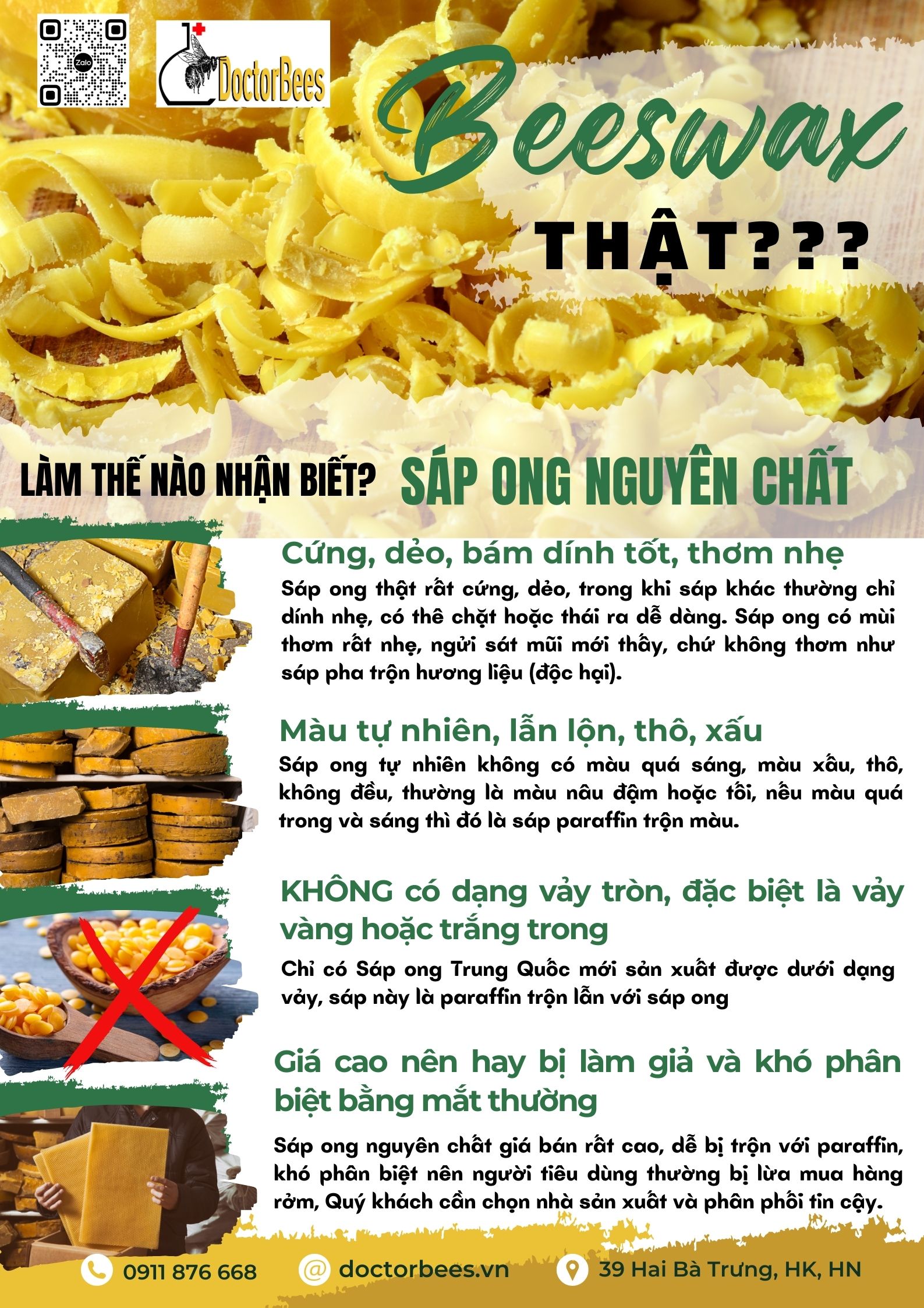 Nến sáp ong tự nhiên xuất Mỹ dạng thanh 24cm