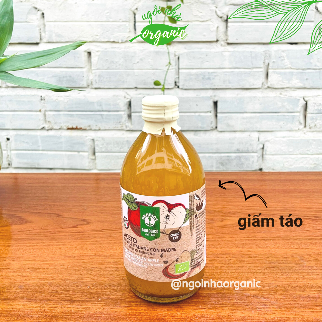 Giấm táo hữu cơ 500ml Probios Organic Italian Apple Cider Vinegar With The Mother