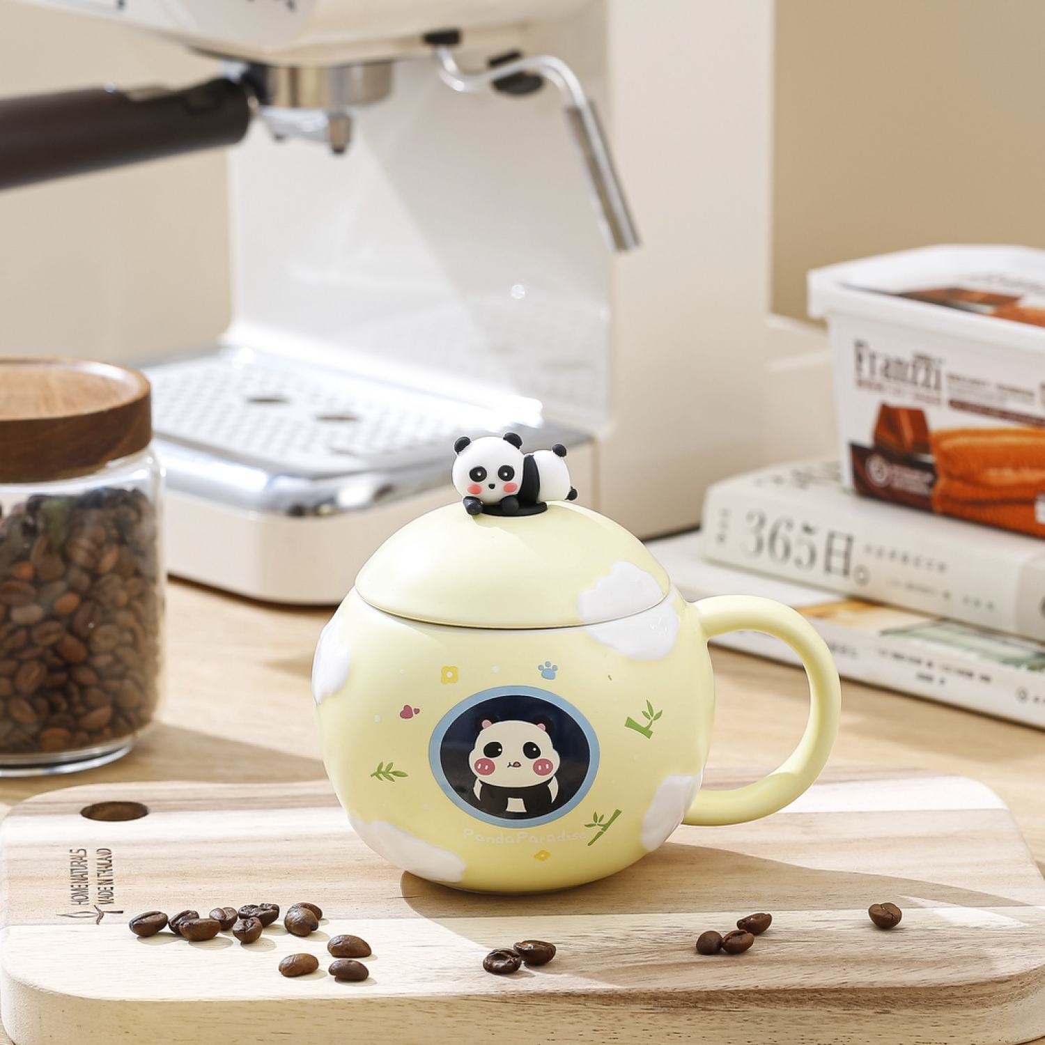 Ly sứ dễ thương, Ly sứ cafe, Quà lưu niệm, cute dễ thương kèm nắp và muỗng thỏ