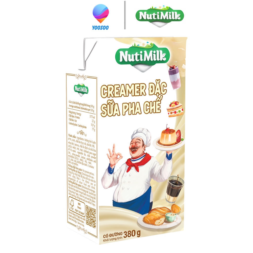 [BAO BÌ MỚI - MỸ VỊ ĐẲNG CẤP] Combo 03 Hộp Creamer Đặc Sữa Pha Chế Có Đường Hộp 380Gr - NUTIFOOD - YOOSOO MALL