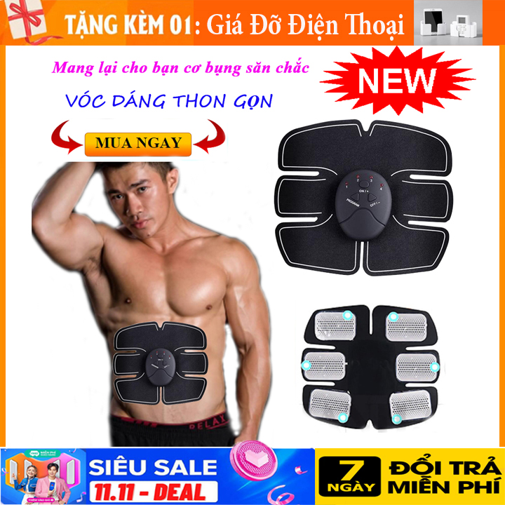 Miếng dán tập cơ bụng 6 múi cao cấp, Máy tập cơ bụng Ems Beauty, máy tập bụng massage giảm mỡ, máy tập cơ bụng 6 múi - Tự động tác động trực tiếp tới cơ bụng, với 6 cường độ tập giúp người dùng đạt hiệu quả cao