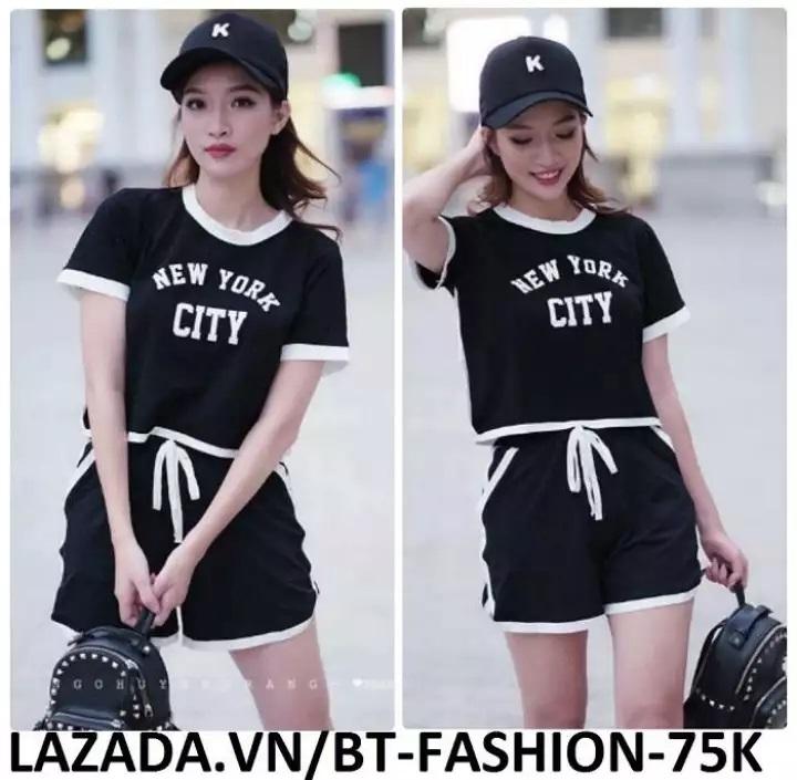 Đồ Bộ Áo Thun Nữ + Quần Đùi Sọt Thể Thao, Ở Nhà, Đi Ngủ Thời Trang Mới - BT Fashion (ĐN2-NY)