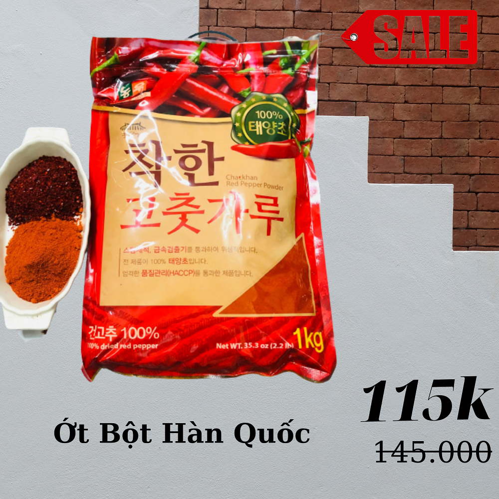 Ớt Bột Mịn Hàn Quốc Nong Woo Chackhan Gói 1 KG - Chuyên Làm Kim Chi