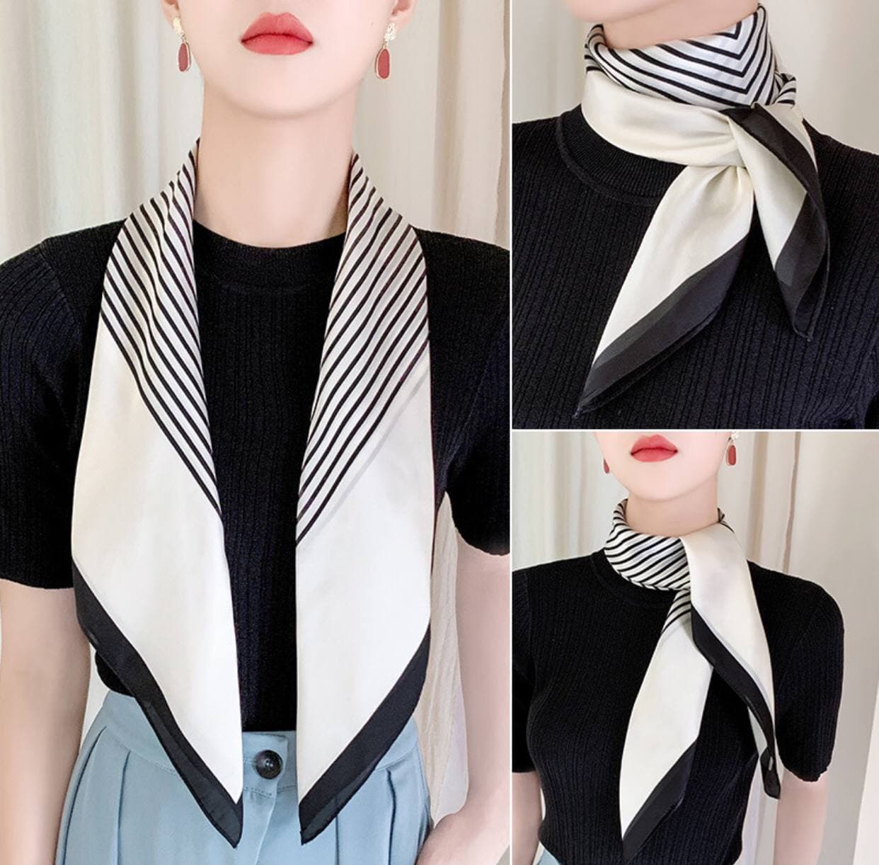 Khăn lụa vuông cao cấp 90x90cm, khăn quàng cổ thời trang cho nữ