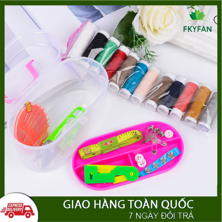 Hộp kim chỉ khâu đa năng tiện lợi khâu vá quần áo Hộp kim chỉ đa năng 55 món cho công việc may vá, thêu thùa của bạn trở nên dễ dàng, linh động bất cứ lúc nào.