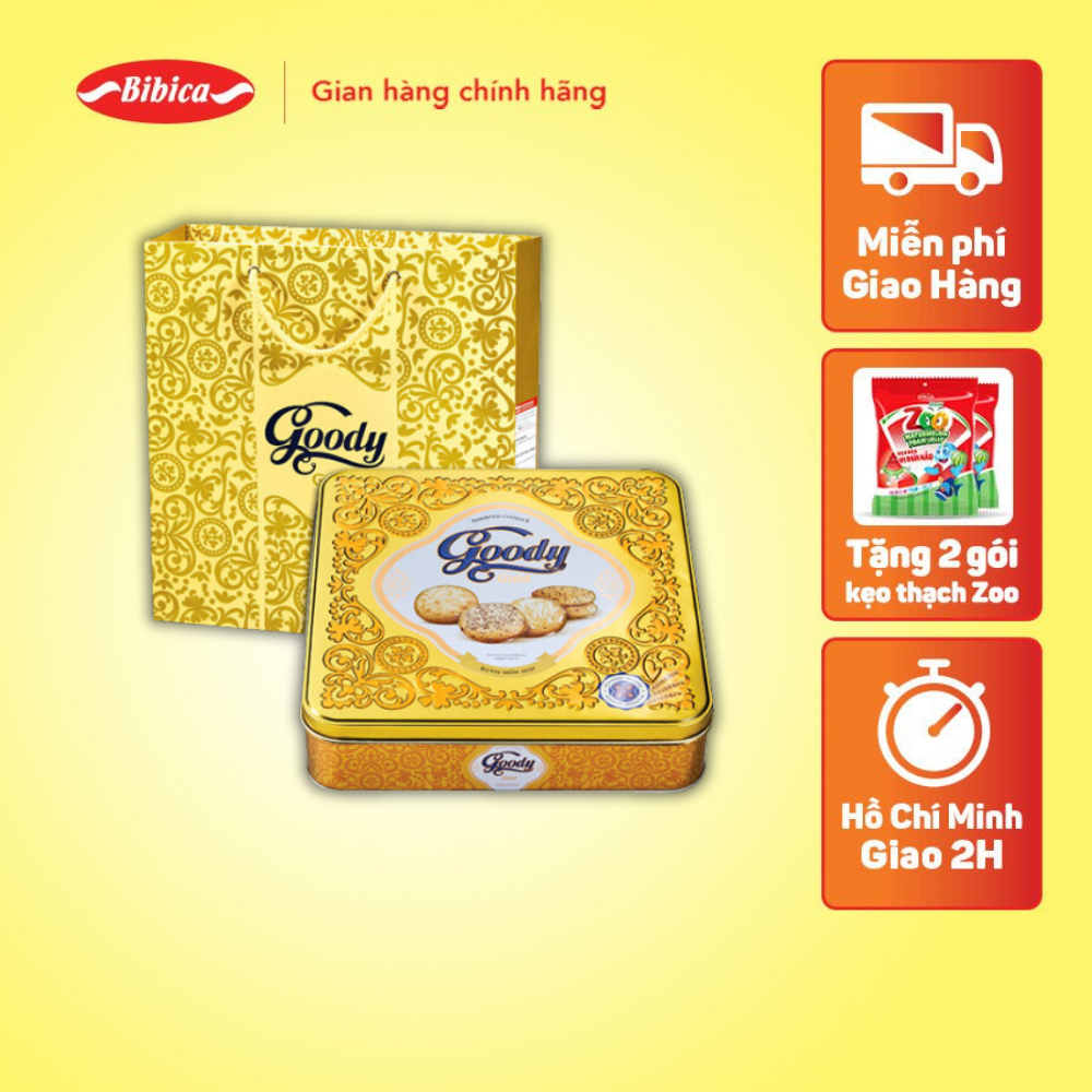 Bánh Goody Gold Cao Cấp Bibica hộp thiếc 450g