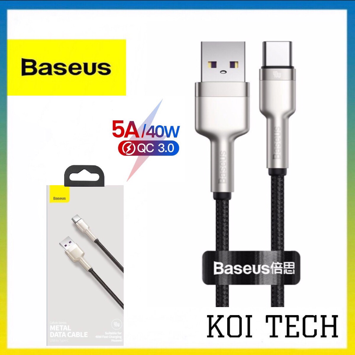 Cáp sạc nhanh type c pd40w 5a qc3.0 baseus - dây sạc bọc dù chống đứt dài 1m 2m cho samsung oppo,...vv - koitech