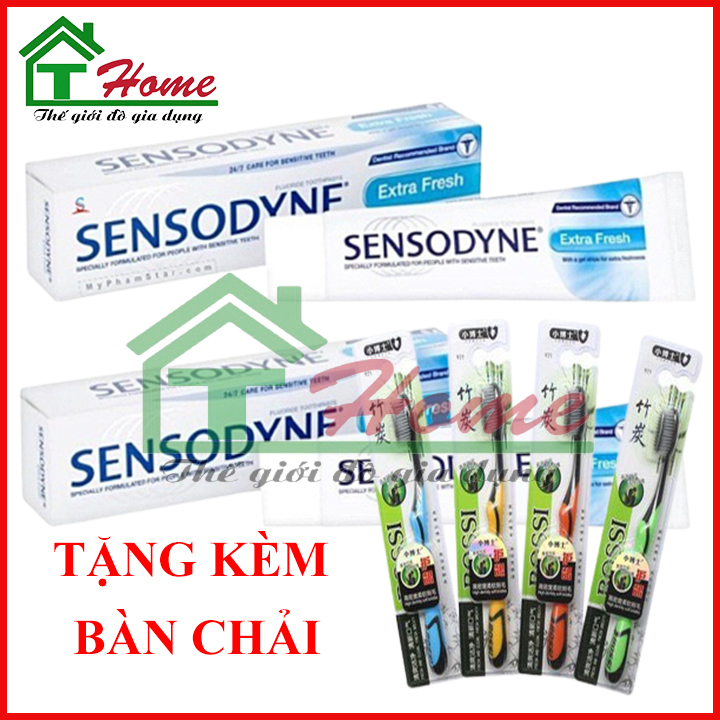 Combo 6 tuýp kem đánh răng Sensodyne tặng kèm 4 bàn chải đánh răng (GIAO MÀU NGẪU NHIÊN)