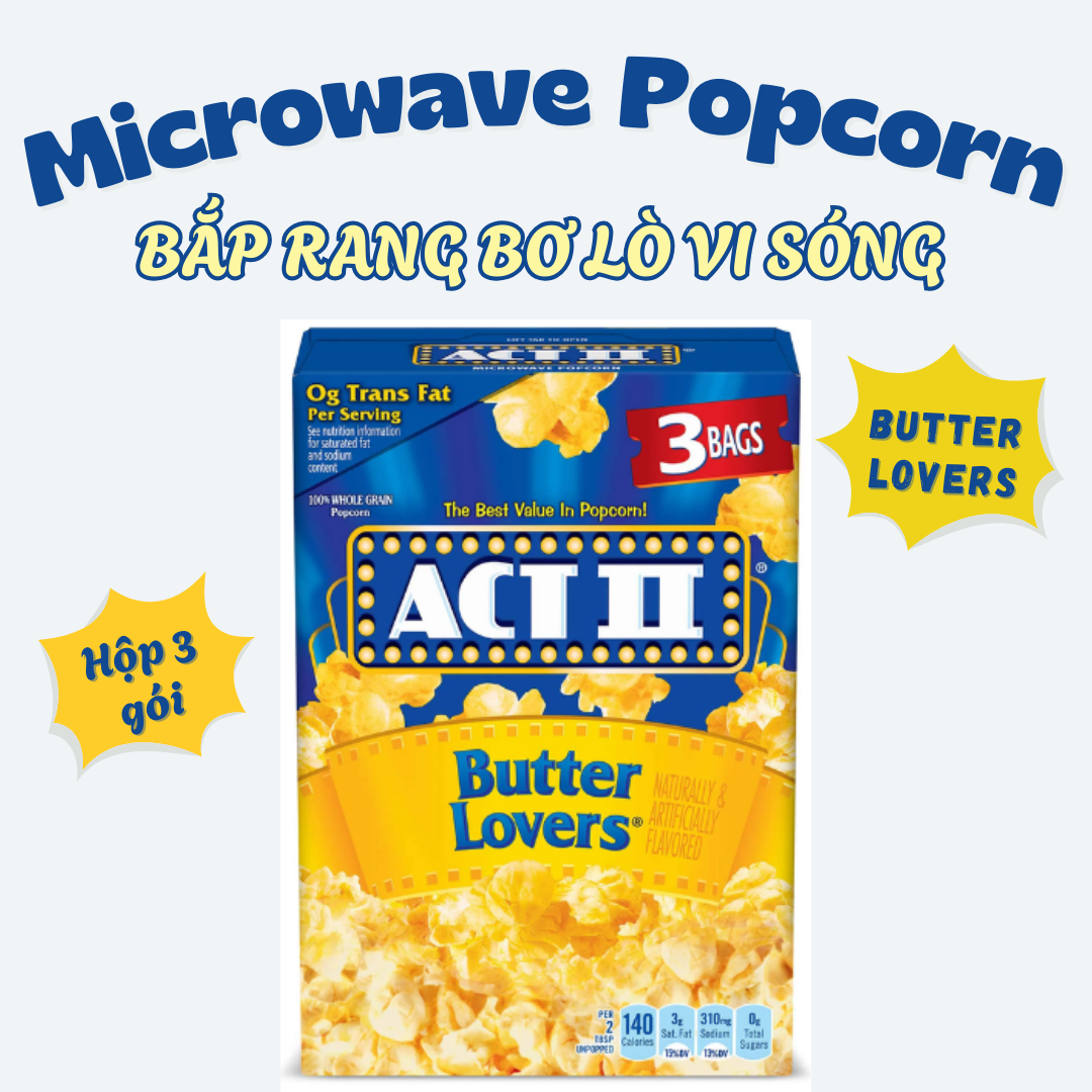 Bắp nổ lò vi sóng ACT II Butter Lovers 3 gói 78g /Hộp 234g - Popcorn
