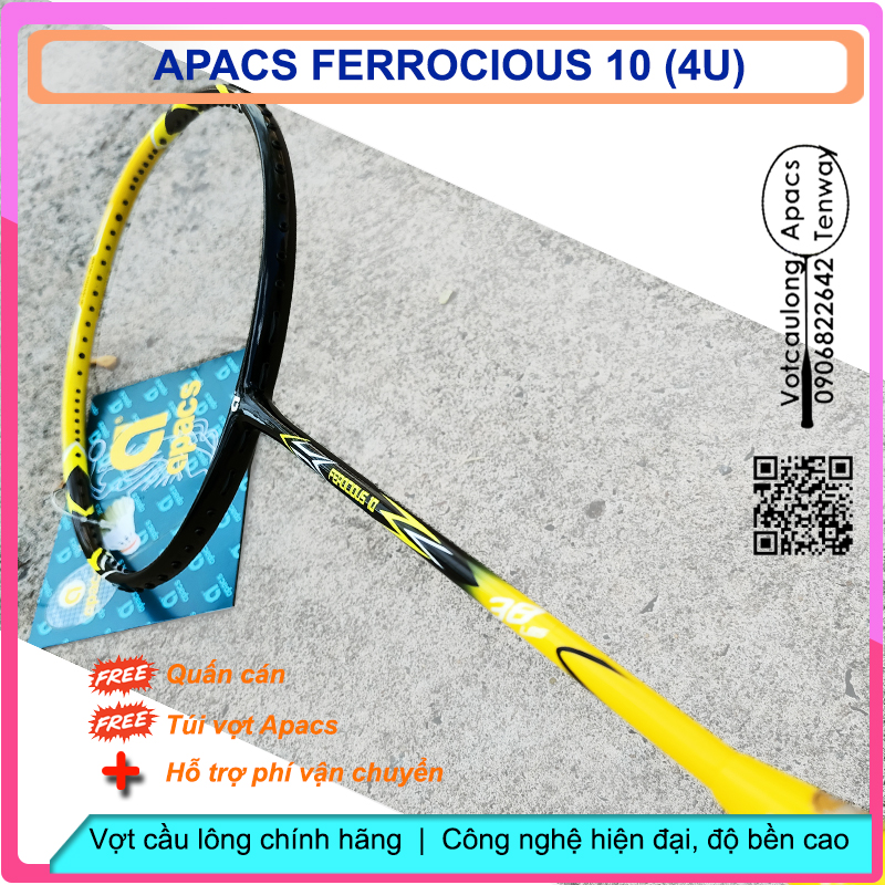 Apacs Ferocious 10 - 4U Badminton Racket Balance racket with Apacs