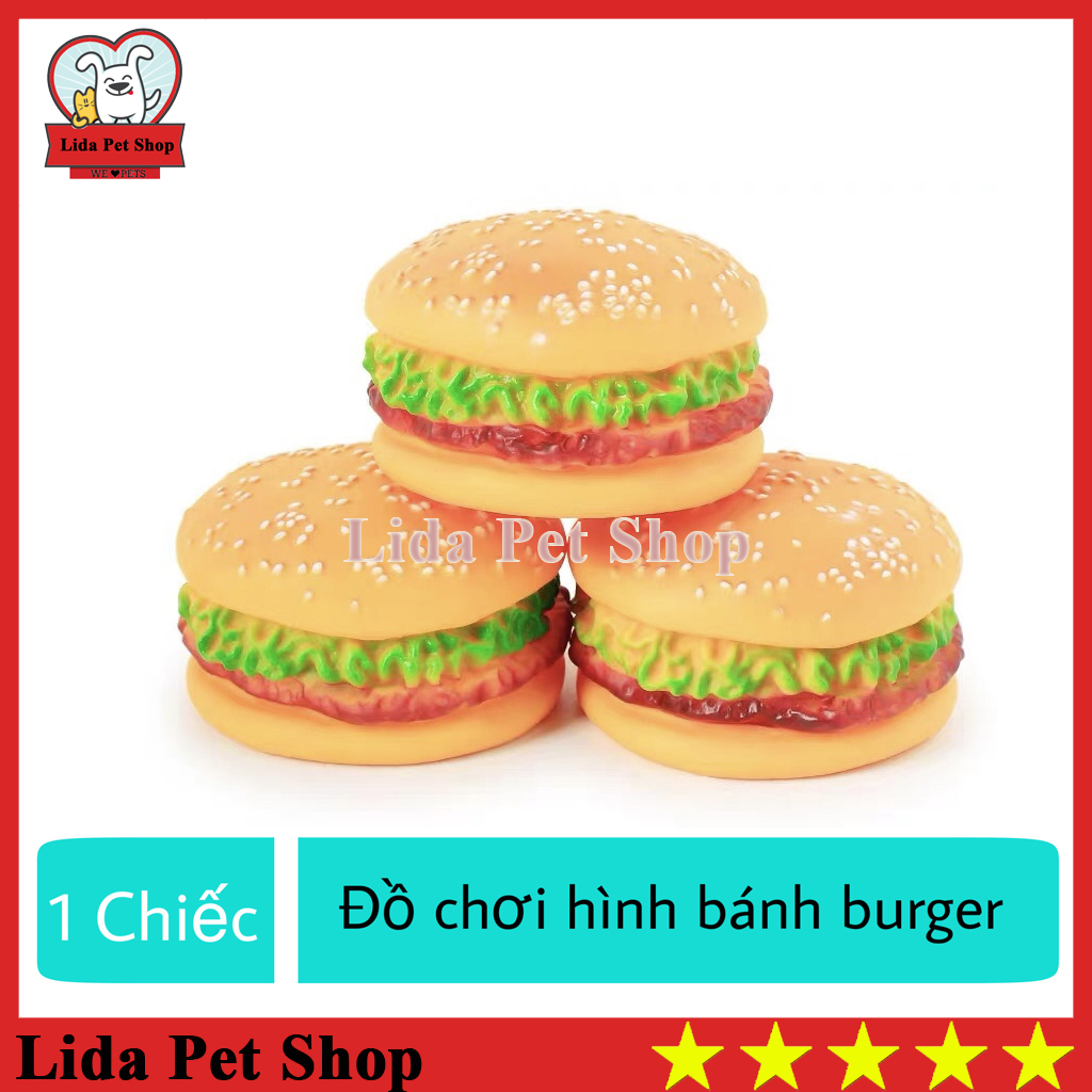 HN- Đồ chơi bánh Burger chít chít cho chó mèo chất liệu cao su an toàn - Lida Pet Shop