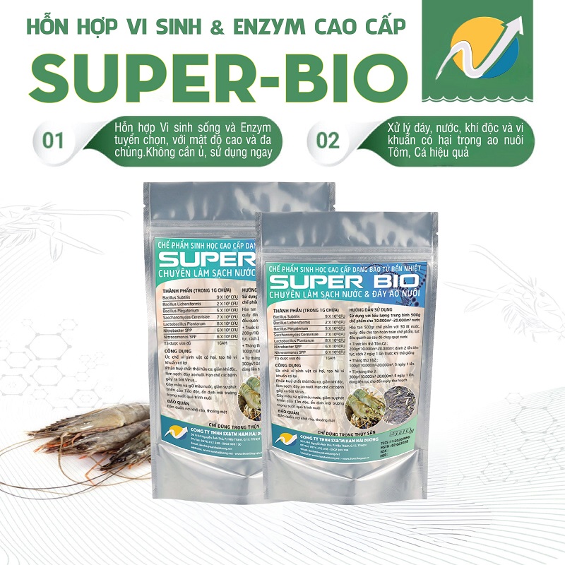 Siêu men vi sinh xử lý đáy cho tôm,cá superbio - 1 gói 500gr