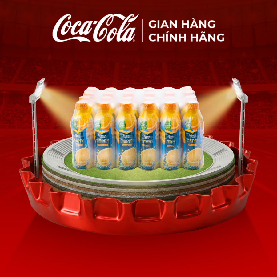 [SIÊU SALE ] Thùng/Lốc 24 Chai Thực phẩm bổ sung Minute Maid Teppy Nước cam có tép 327ml/Chai Sale 4.4 Coca-Cola Chính Hãng_LD
