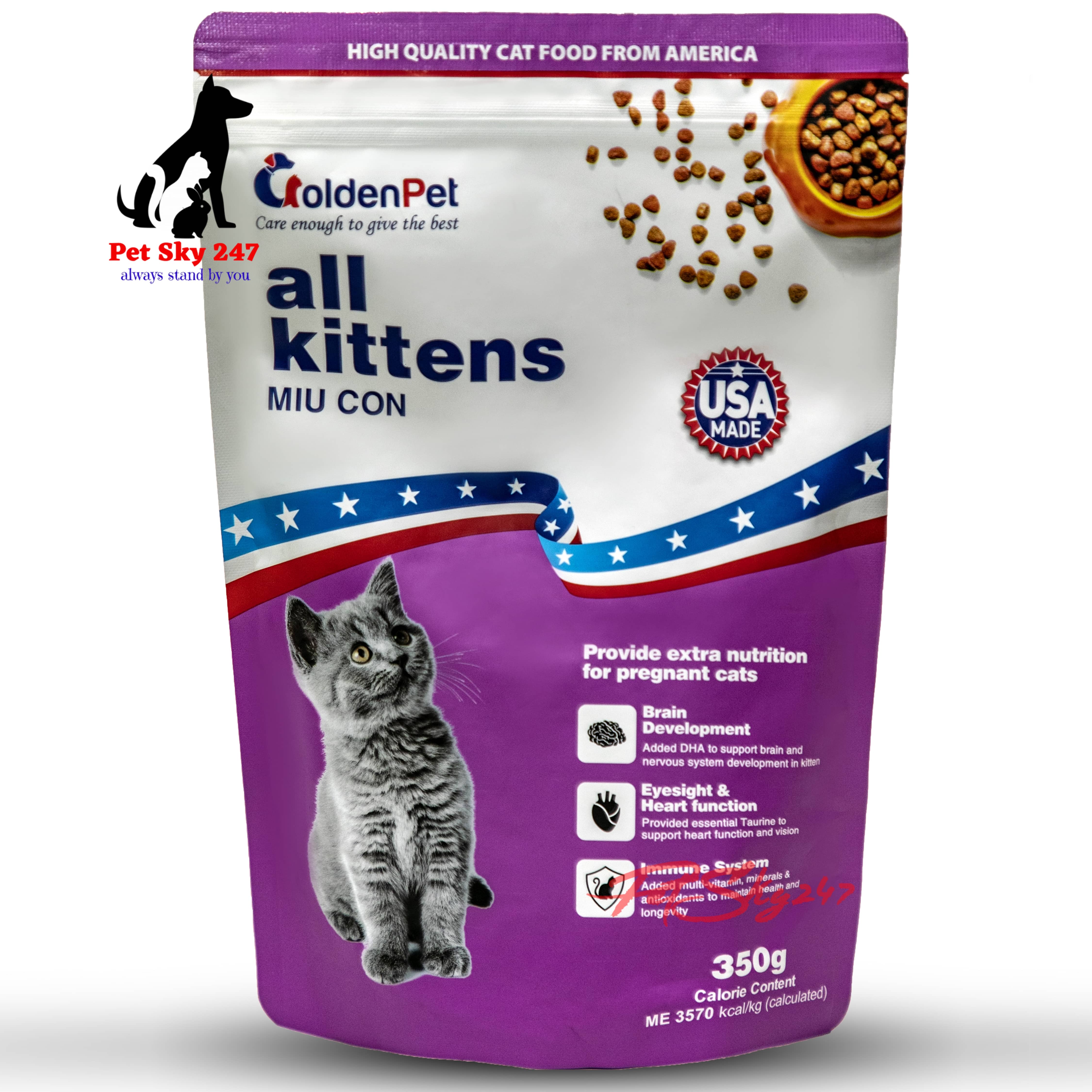 Thức ăn hạt golden pet cho mèo con gói 350 gram