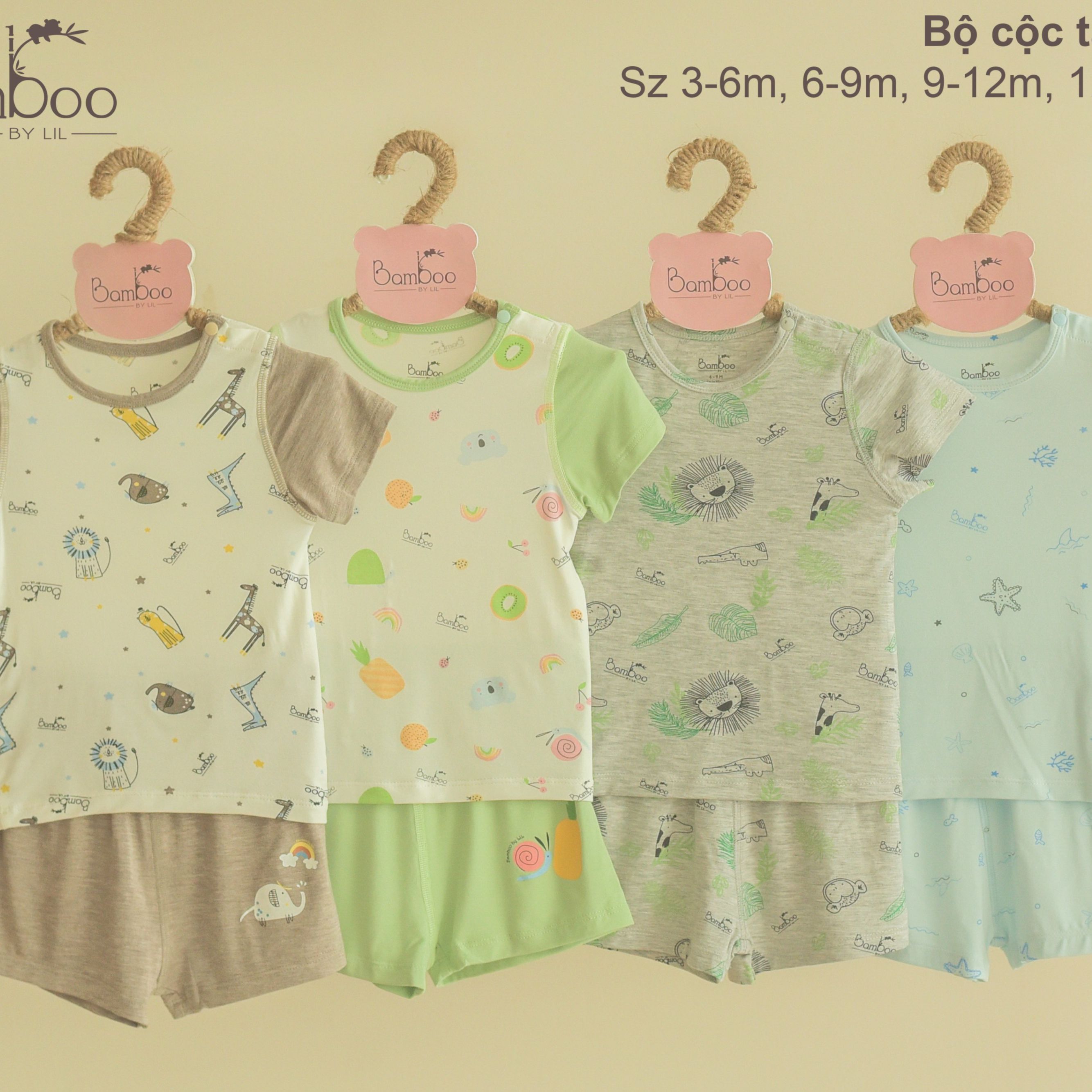 Bộ cộc tay bamboo Lil Little love 9m - 4Y
