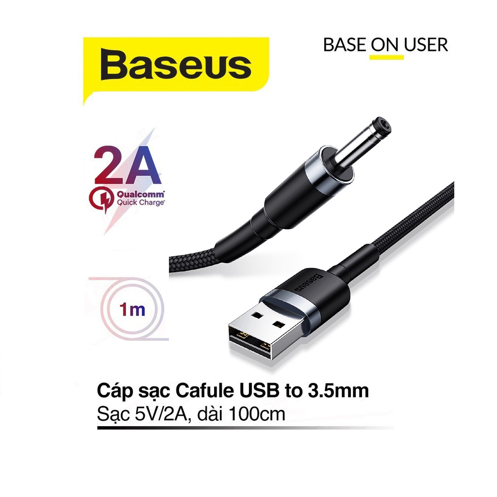 Cáp chuyển đổi Baseus Cafule USB to DC 3.5MM dây bện Nylon dài 1M cho thiết bị âm thanh
