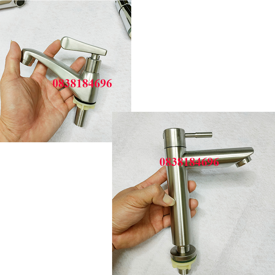 VÒI LAVABO LẠNH INOX 304, vòi lavabo inox 304 lạnh, vòi chậu rửa mặt 6007R