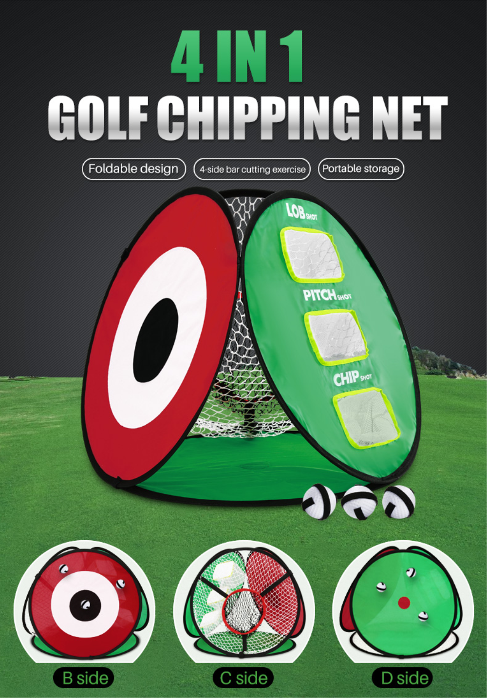 Lưới tập chip golf tại nhà PGM-LXW021: thiết kế mới 4 chế độ tập, Gọn nhẹ, dễ sử dụng và mang theo.