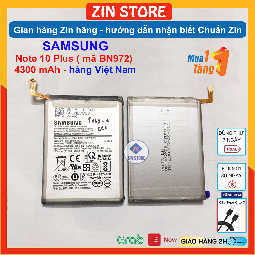 Pin samsung note 10 plus, note 10+ chính hãng dung lượng 4300mah - hàng công ty việt nam