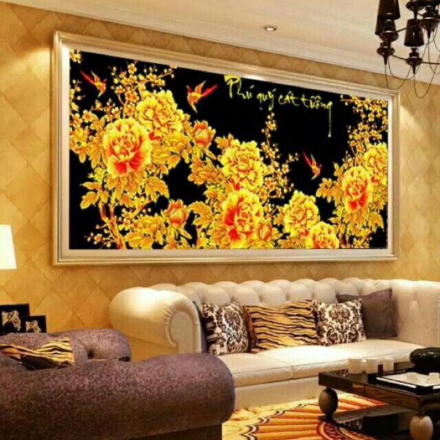 tranh thêu 3D PHÚ QUÝ CÁT TƯỜNG _136×56CM
