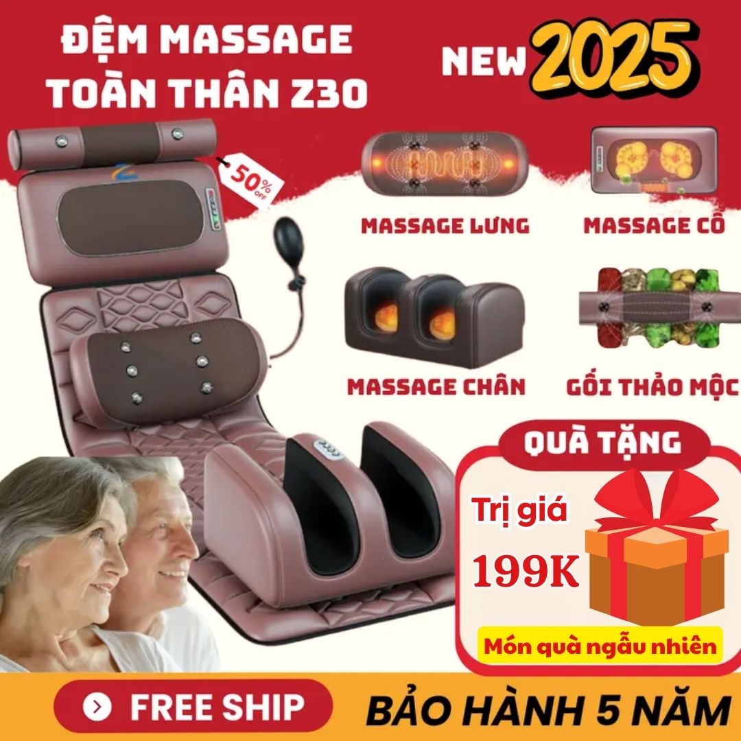 Thảm mát xa toàn thân có kèm gối thảo mộc và massage chân - Nệm, đệm, gối, máy massage toàn thân, cổ vai gáy hồng ngoại