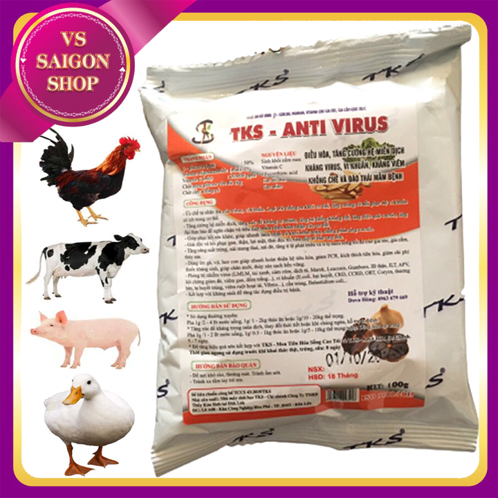 ANTI VIRUS GÓI 100G: Phòng Ngừa Bệnh Nhiễm VIRUS Cho Gia Súc, Gia Cầm, Tăng Cường Sức Đề Kháng Vật Nuôi