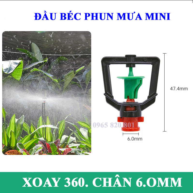 Đầu Béc tưới phun mưa mini xoay 360 độ