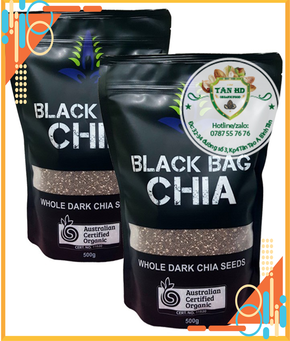 Hạt chia úc Organic chia Seeds túi đen 500g - Hàng chính hãng cao cấp
