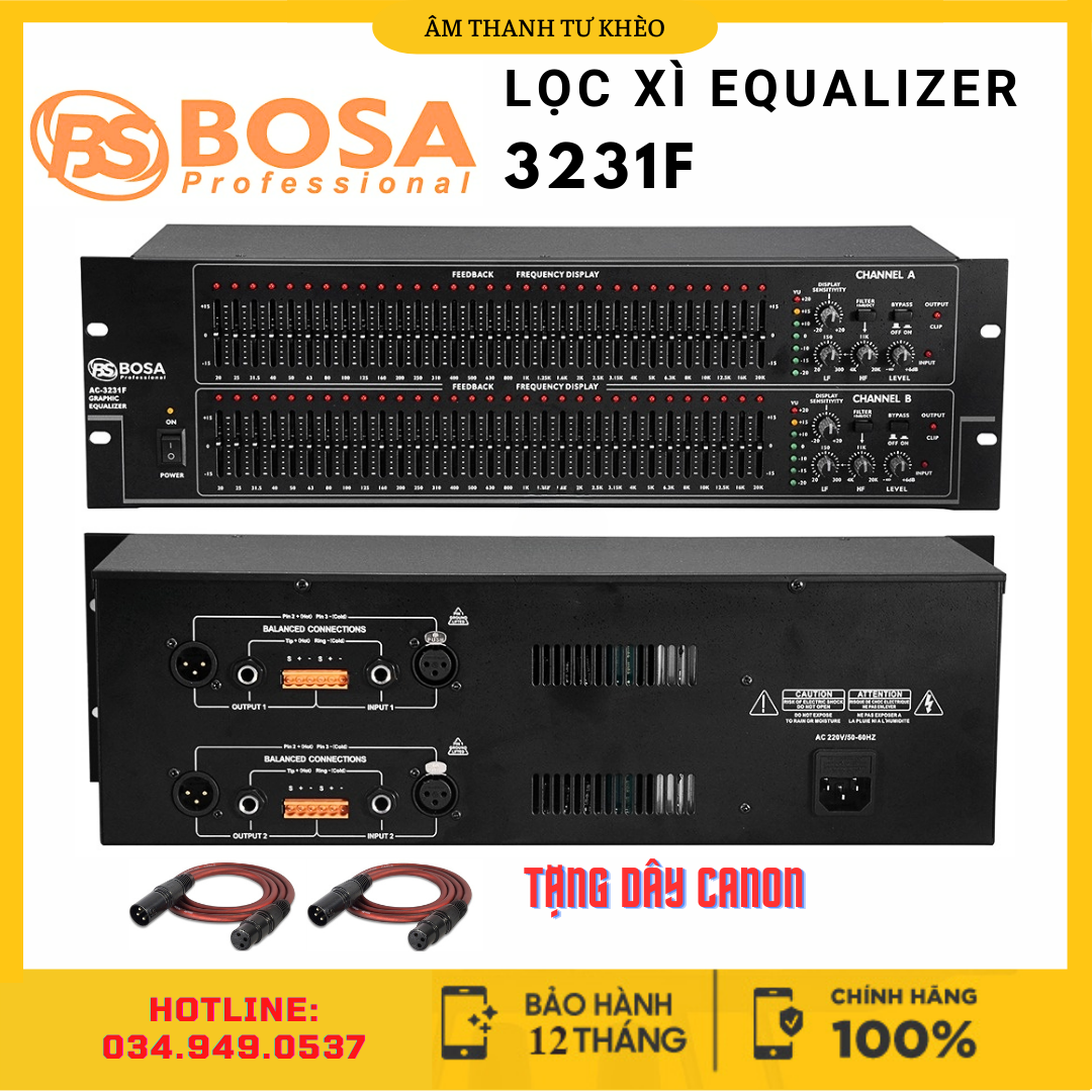 Lọc xì equalizer BOSA 3231F, Lọc âm thanh 64 Cần chỉnh chuyên nghiệp, Chống hú, giảm tiếng ồn, Chất Âm Trong Trẻo, Khả Năng Lọc Và Phân Tần Số Âm Thanh, Treble bén, Bass mạnh mẽ, Karaoke, phòng hát, sân khấu