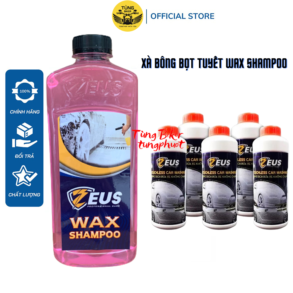 Xà bông zeus, nước rửa xe zeus wax shampoo bọt tuyết làm sạch nhanh, sáng bóng, bảo vệ lớp sơn xe