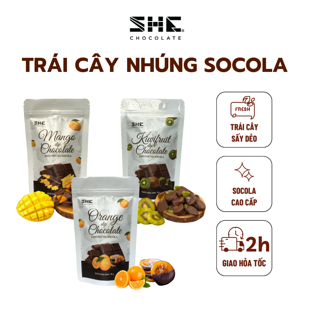 Socola trái cây sấy dẻo 50g - 500g SHE Chocolate