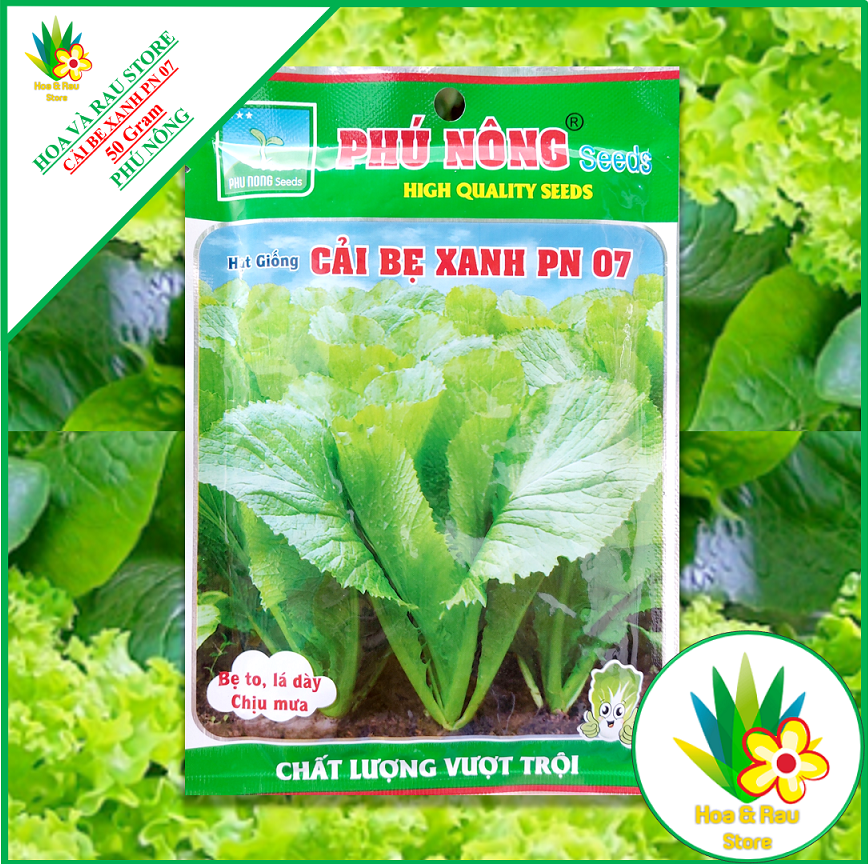 Hạt giống cải bẹ xanh pn 07 - gói 50g - phú nông - hoa và rau store - cải xanh - cải cay - cải đắng
