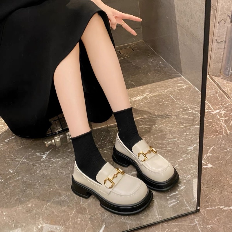 Giày nữ oxford độn đế khóa xích chất liệu da lì siêu đẹp mẫu mới nhất 2023 hot trend, giày đốc nữ thời trang đi học