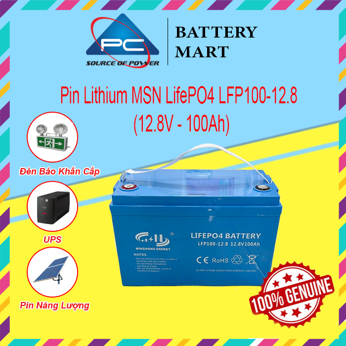 Pin Sắt LifePO4, Pin Lithium MSN LFP100-12.8 12.8V-100Ah, dùng cho Năng Lượng Mặt Trời