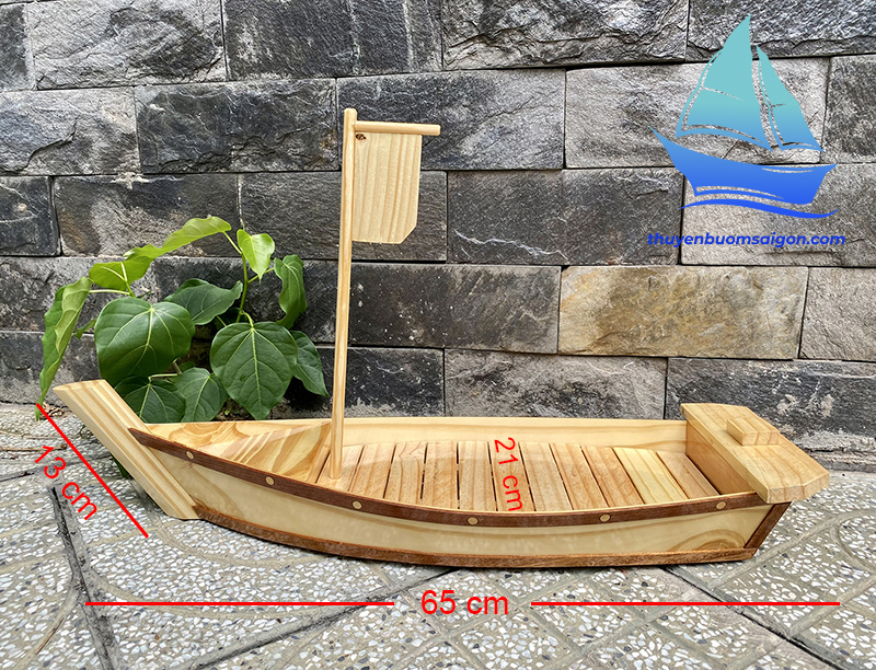 Thuyền gỗ sushi sashimi 65cm trang trí decor hải sản