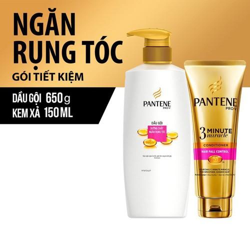 Bộ dầu gội và dầu xả Pantene Ngăn rụng tóc 650g và 150ml