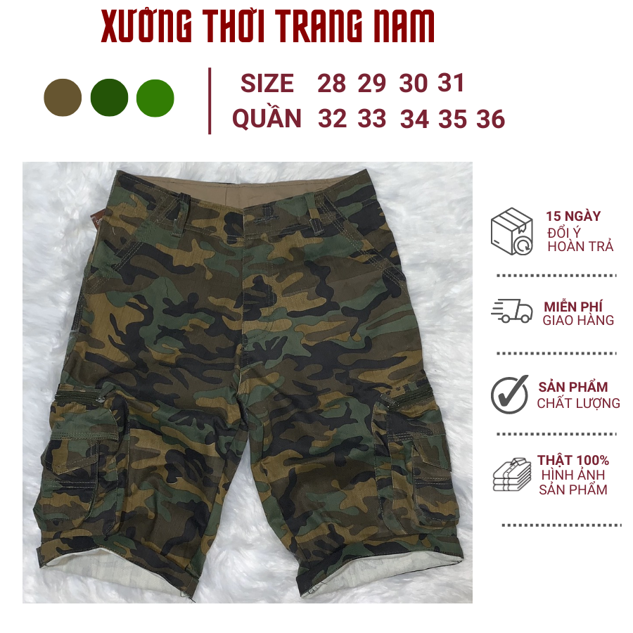 QUẦN SHORT NAM KAKI TÚI HỘP LÍNH RẰN RI 8 TÚI giá sĩ tận xưỡng SIZE 27 đến 36