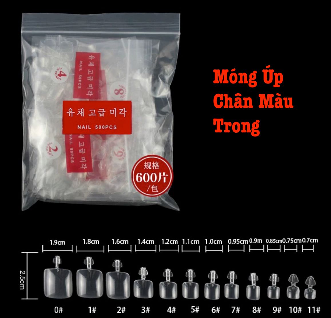 Móng up chân hàn quốc 600 móng